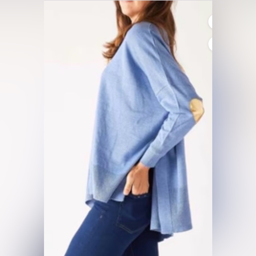 MERSEA THE AMOUR SWEATER Women’s OS HEART PATCH SALTWATER BLUE/HEART OF GOLD